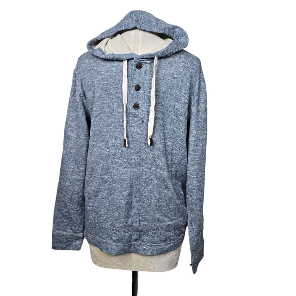 George Blue Henley Mens Hoodie S